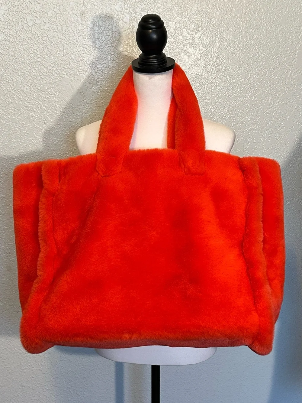 Stand Studio Plush Oversized Tote Bag in Bright Coral NWOT
